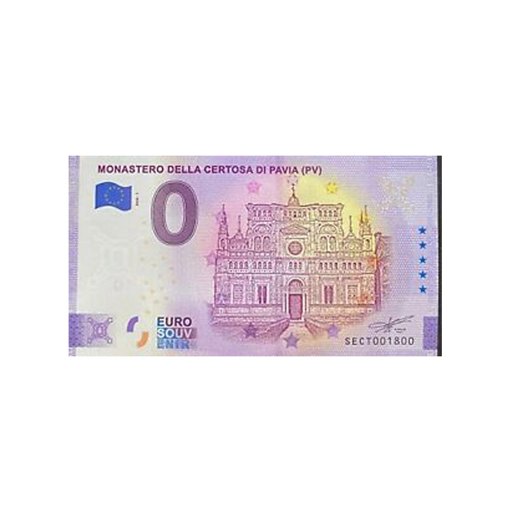 CARTAMONETA - BANCONOTE 0 ZERO EURO SOUVENIR: BANCONOTA 0 EURO ITALIA PAVIA  MONASTERO CERTOSA