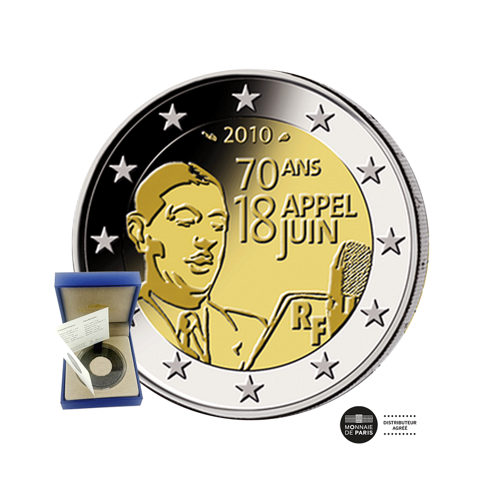 70º aniversário da chamada de 18 de junho de 1940 - 2 euros comemorativo - França Be 2010