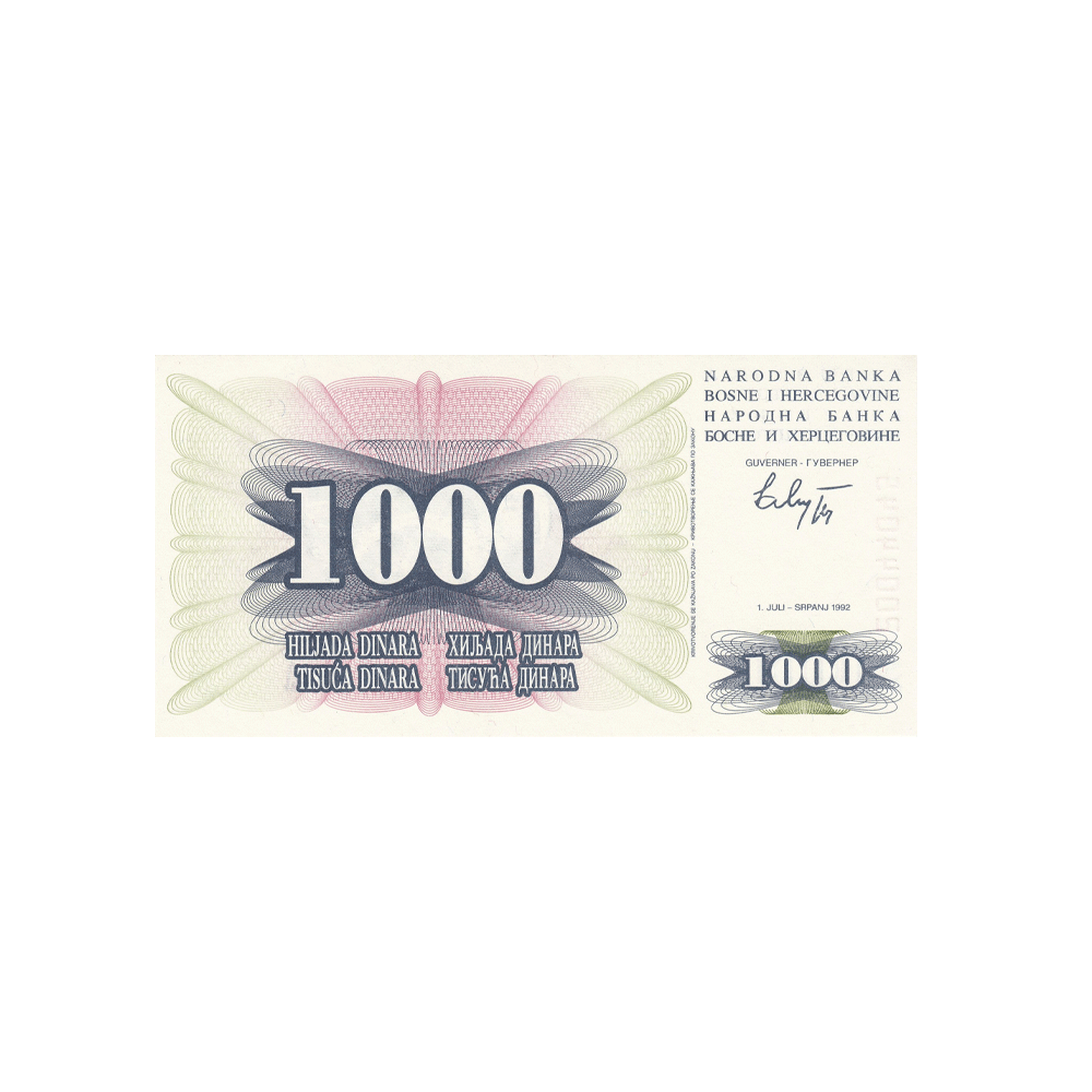 Bosnie-Herzégovine - Billet de 1000 Dinars - 1992