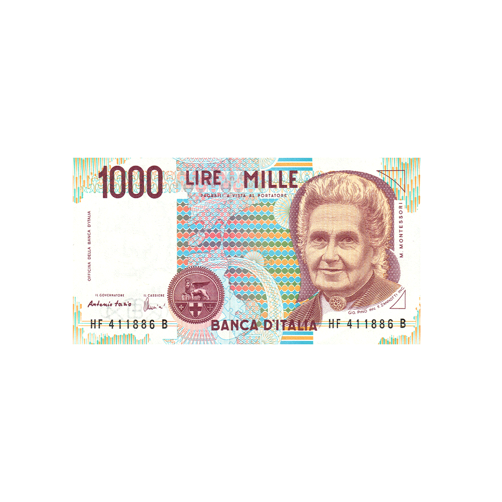 Italien - 1000-Lire-Banknote - Montessori - 1990-2001