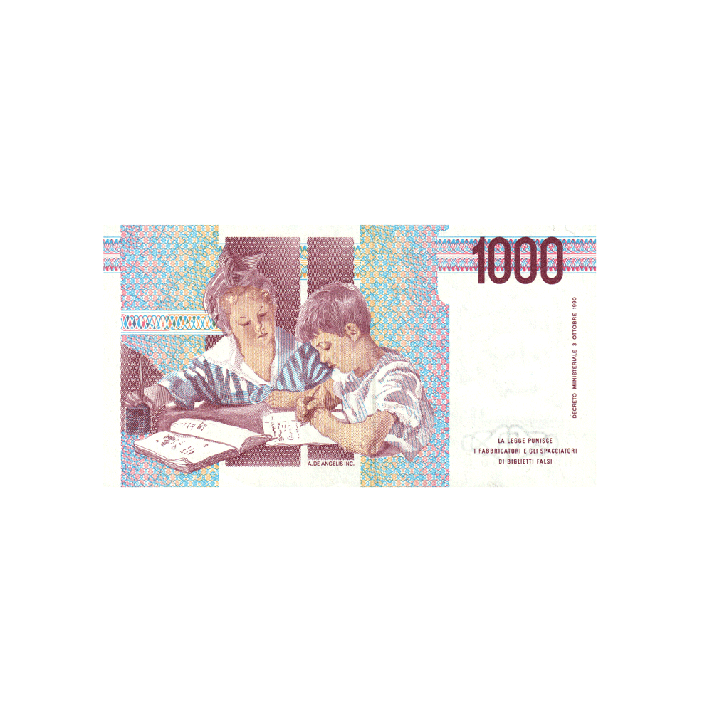 Italien - 1000-Lire-Banknote - Montessori - 1990-2001