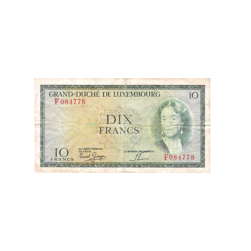 Luxemburgo - 10 ingressos para Franc - 1954