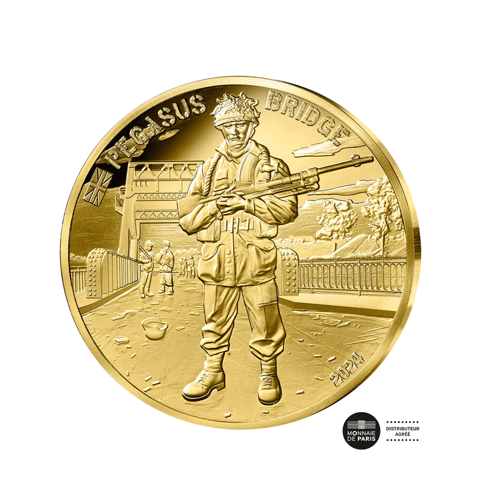 D-Day - Pegasus Bridge - Monnaie de 50€ Or 1/4 Oz - BE 2024