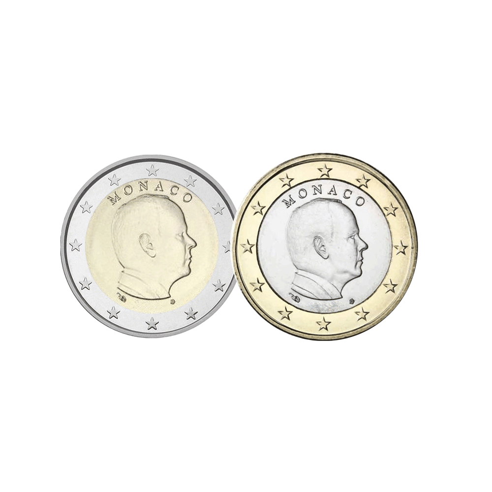 Monaco 2023 - Lot of 1 and 2 Euro commemorative - Prince profile (copy)