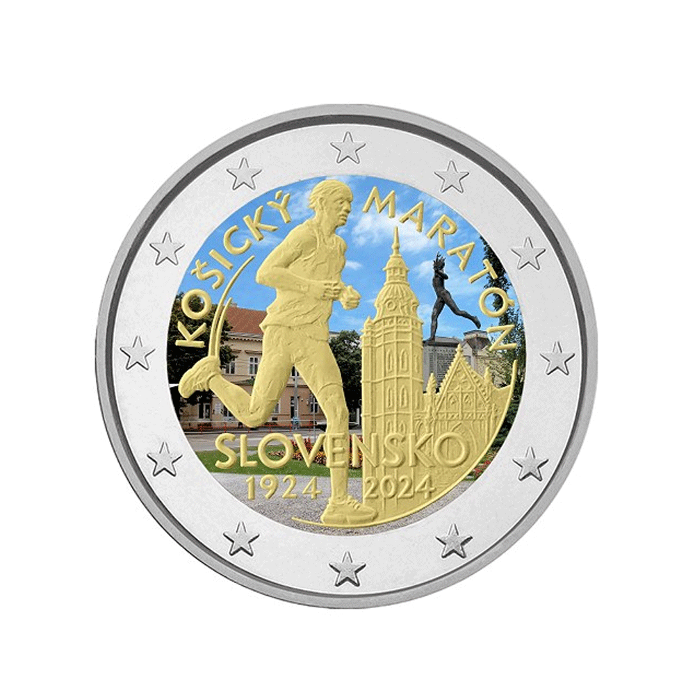 Slovakia 2024 - 2 euro commemorative - 100 years of the international kosice marathon - colorized