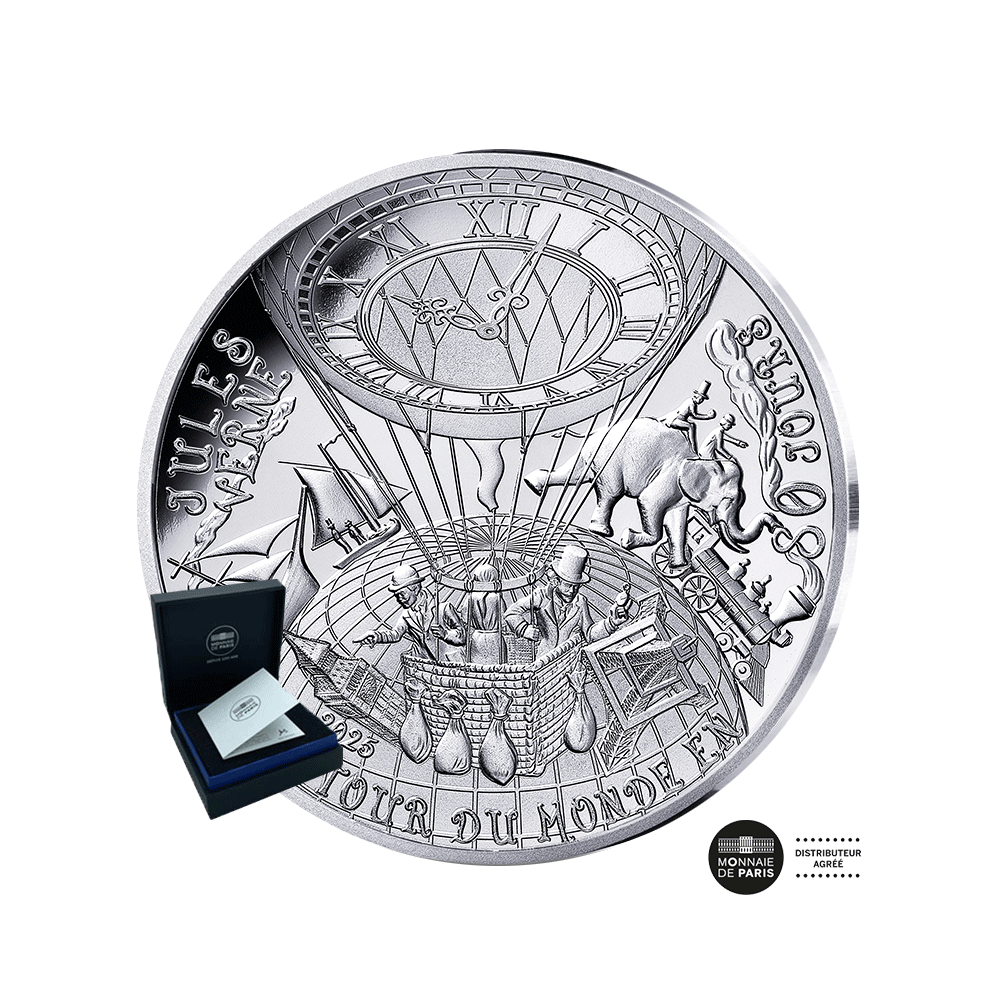 Art de la Plume - Jules Verne - Monnaie de 10€ Argent - Le Tour du Monde en 80 jours - BE