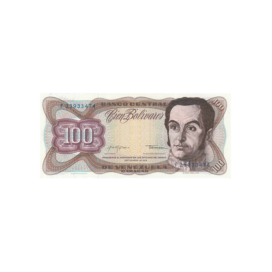 Venezuela - Billet de 100 Bolivares - 1972 - 1998