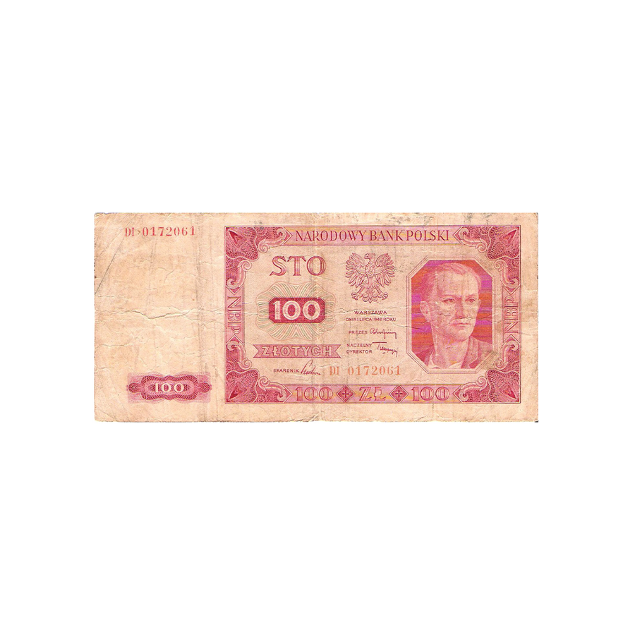 Pologne - Billet de 100 Zlotych - 1948