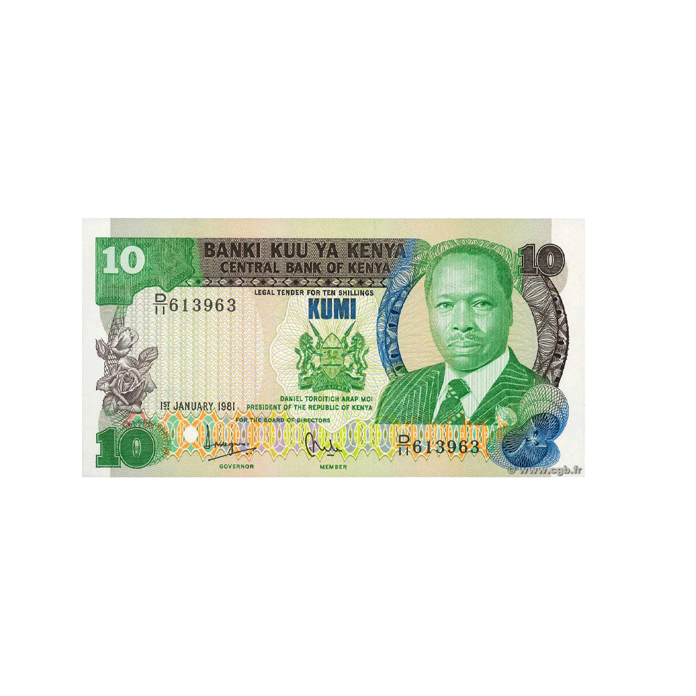 Kenya - Billet de 10 Shillings - 1987