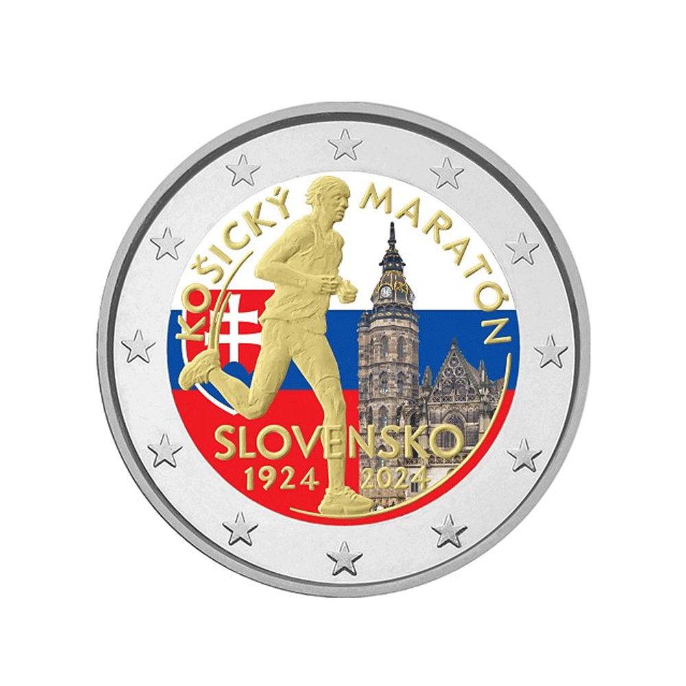 Slovakia 2024 - 2 euro commemorative - 100 years of the international kosice marathon - colorized