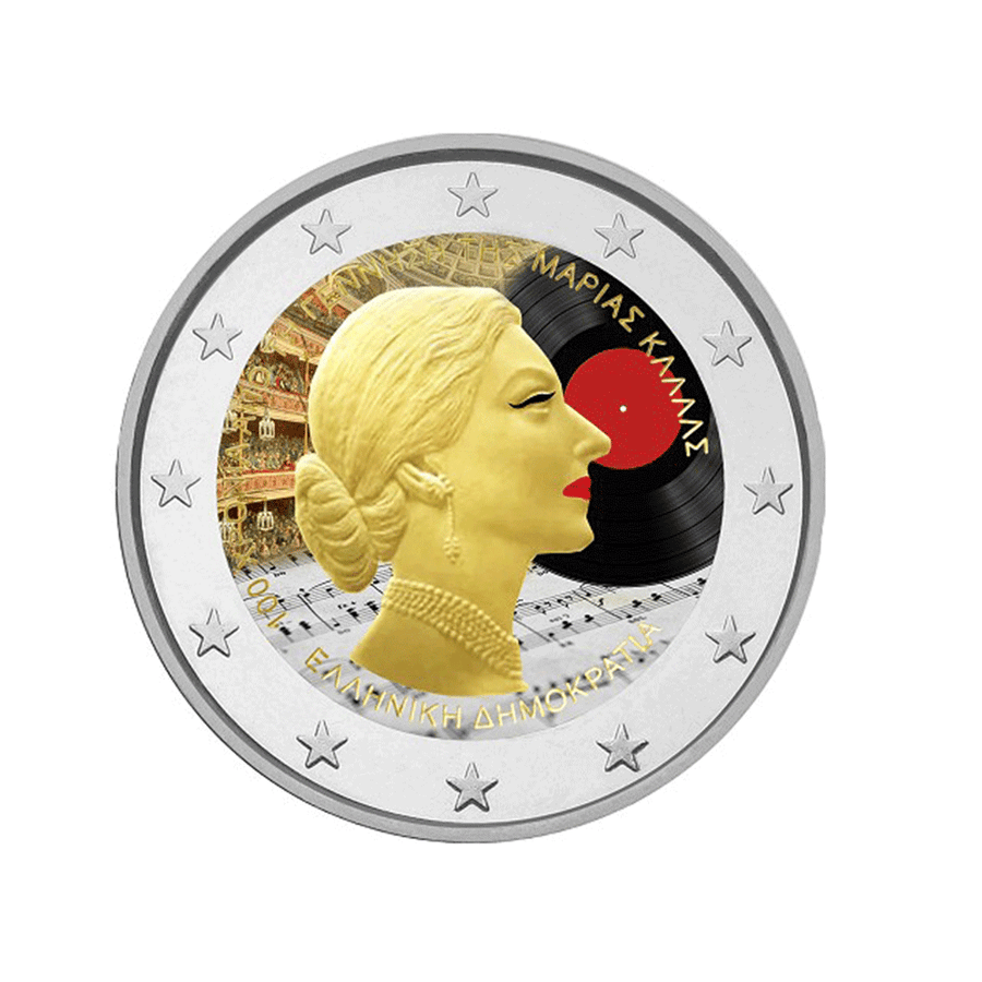 Grecia 2023 - 2 Euro Commemorativi - 100° anniversario della nascita di Maria Callas - Colorato