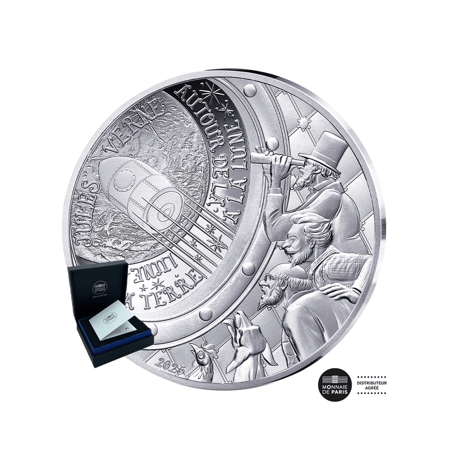 Art de la Plume - Jules Verne - Monnaie de 10€ Argent - De la terre à la lune - BE