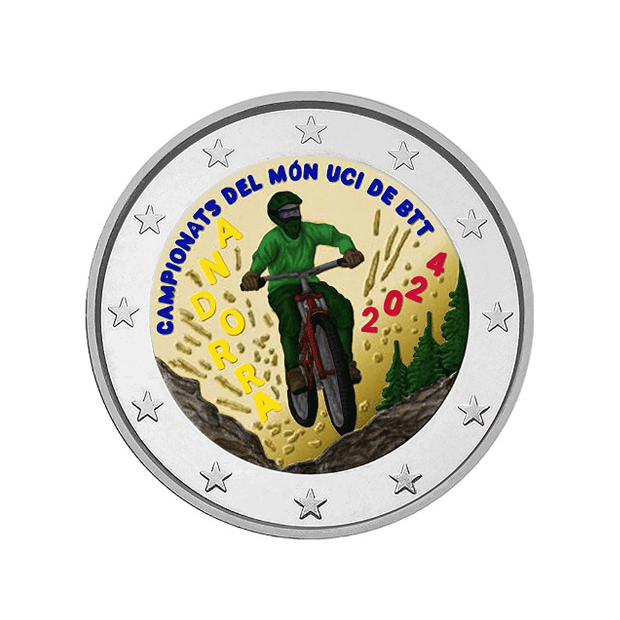 Andorre 2024 - 2 Euro Commémorative - Championnat du Monde de VTT - Colorisée