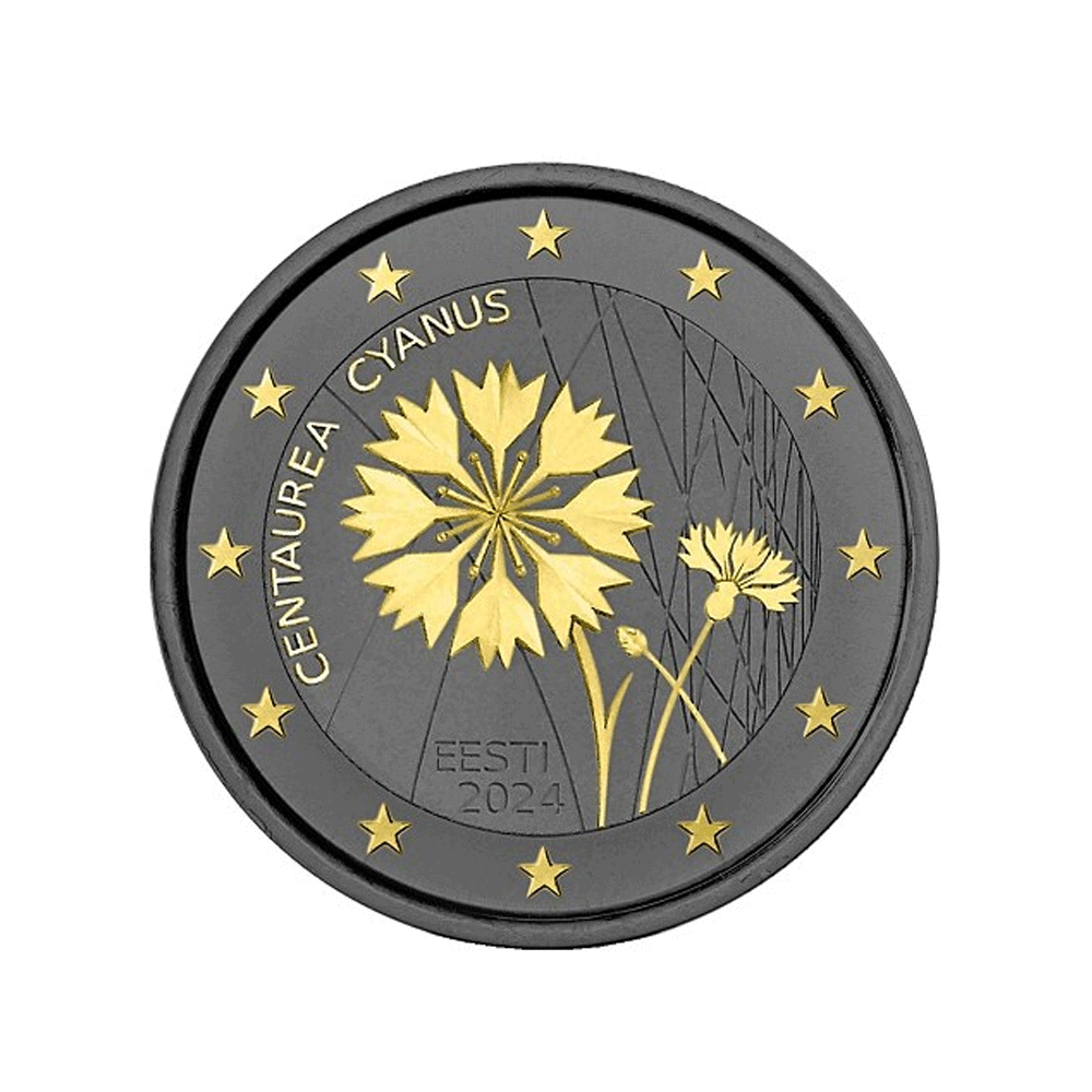 Estonie 2024 - 2 Euro Commémorative - Le Bleuet, Fleur Nationale - Ruthénium