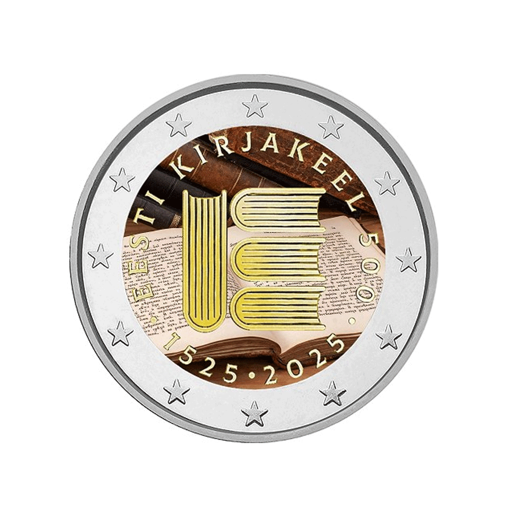 Estonia 2025 - 2 euro commemorative - 500th anniversary of the first impression of text in Estonian language - Colorized