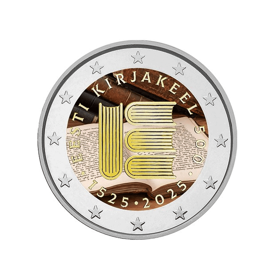 Estonie 2025 - 2 Euro Commémorative - 500è Anniversaire de la Première Impression de texte en Langue Estonienne - Colorisée