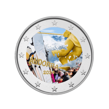 Andorre 2024 - 2 Euro Commémorative - Centenaire du ski en Andorre - Colorisée