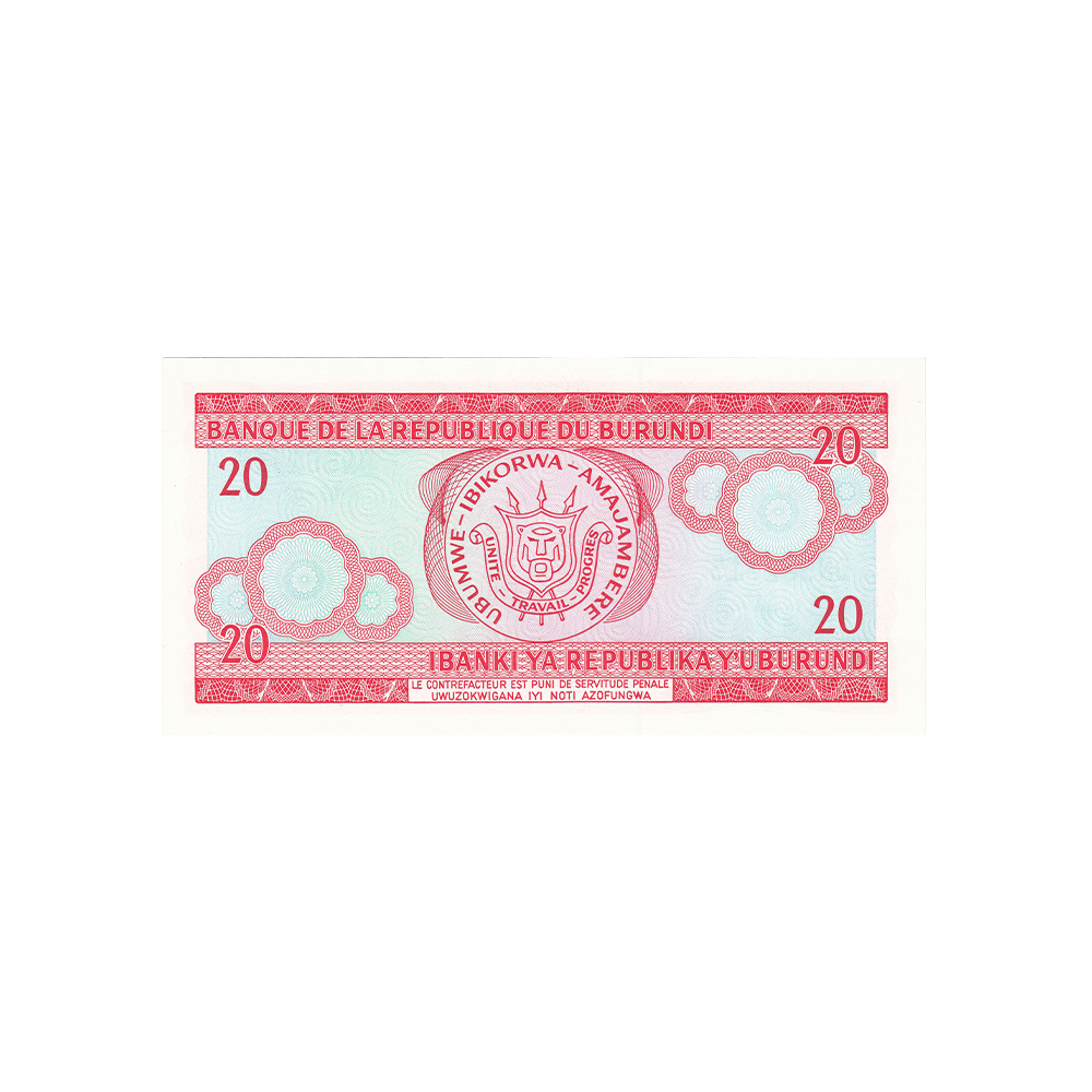 Burundi - Billet de 20 Francs - 1977 - 2007