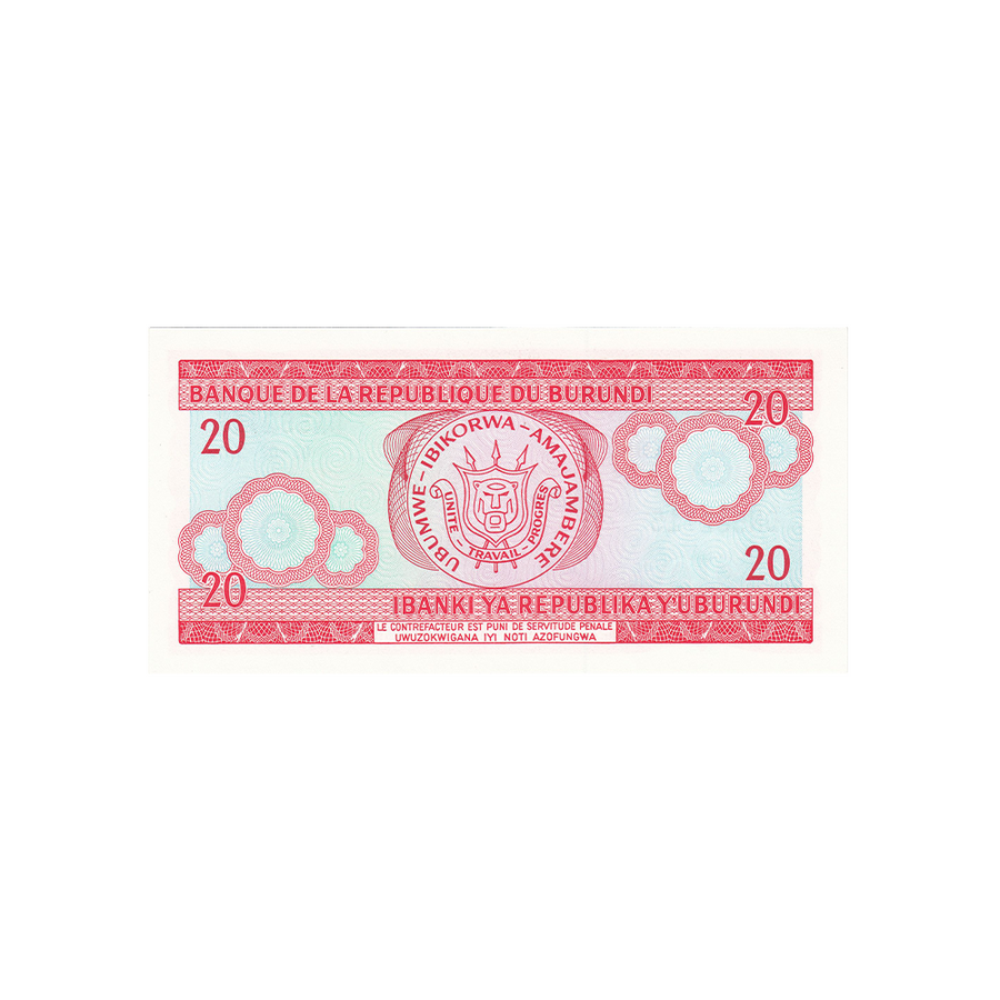 Burundi - Billet de 20 Francs - 1977 - 2007