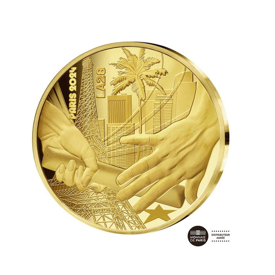 Jeux Olympiques de Paris 2024 - Handover Paris-Los Angeles - Monnaie de 50€ Or 1/4 Oz - BE