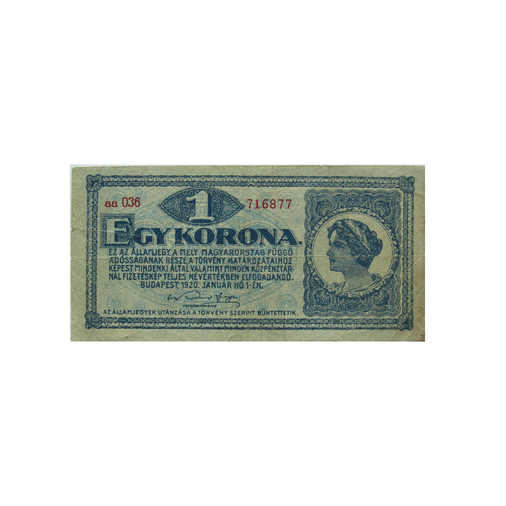 Hongarije - 1 kroon ticket - 1920