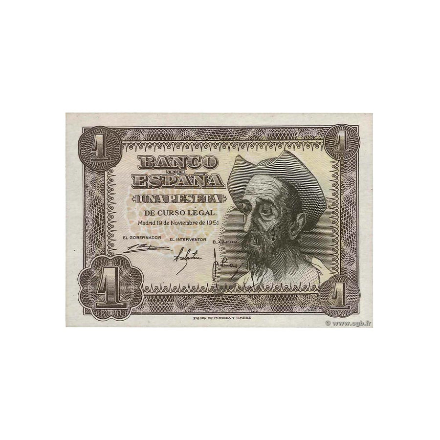 Espagne - Billet de 1 Peseta - 1951