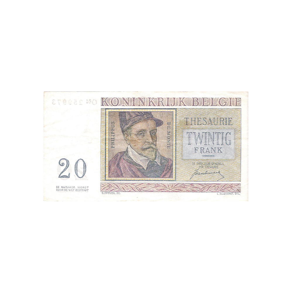 Belgium - 20 Francs Banknote - 1950-1956