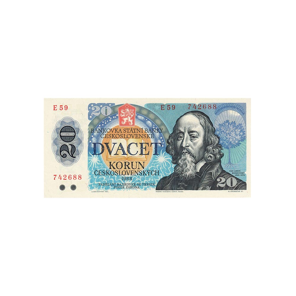 République Tchèque - Billet de 20 Couronnes - 1988