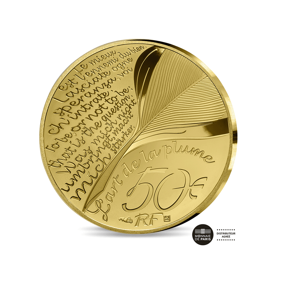 Art de la Plume - Jules Verne - Monnaie de 50€ Or 1/4 Oz - BE