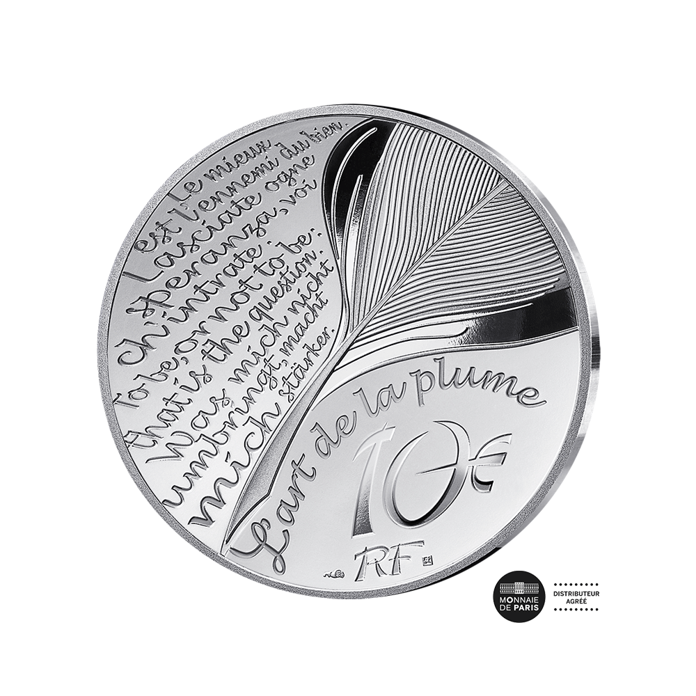 Art de la Plume - Jules Verne - Monnaie de 10€ Argent - Le Tour du Monde en 80 jours - BE