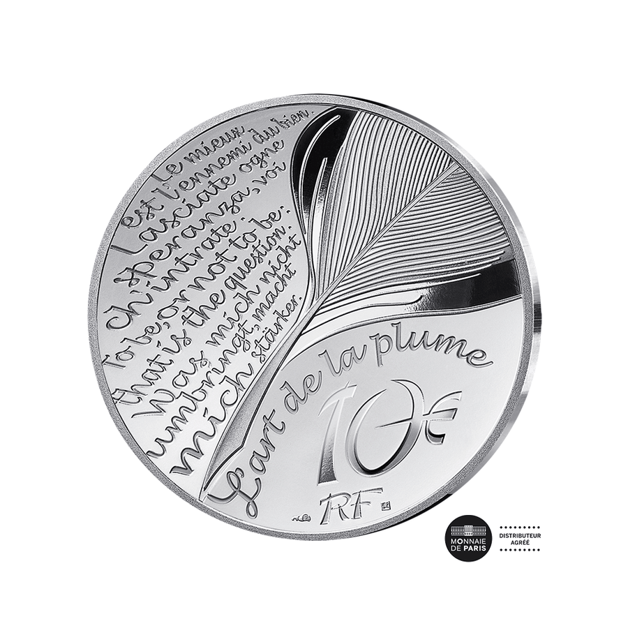 Art de la Plume - Jules Verne - Monnaie de 10€ Argent - Voyage au centre de la terre - BE