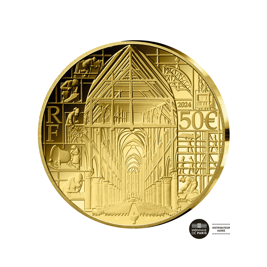 Notre-Dame de Paris - Monnaie de 50€ Or 1/4 Oz - BE 2024