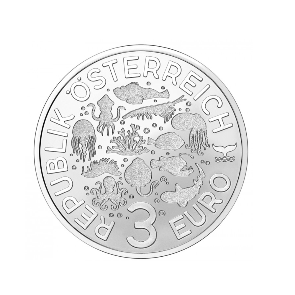 Autriche 2024 - Poisson Chirurgien bleu - Monnaie de 3 Euro Commémorative