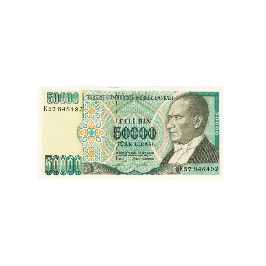 Turquie - Billet de 50 000 Lires - 1995-1999