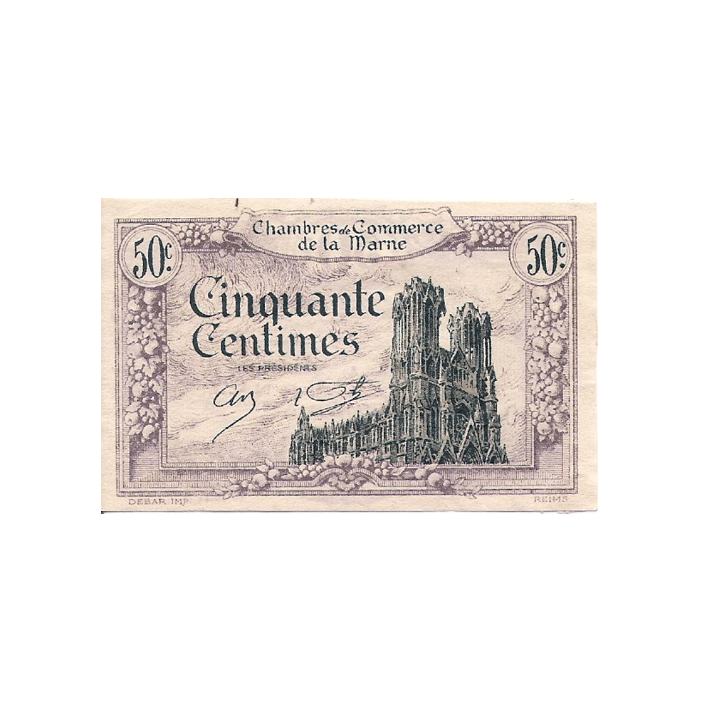 France - Billet de 50 Centimes - Chambre des Commerce de la Marne - 1922