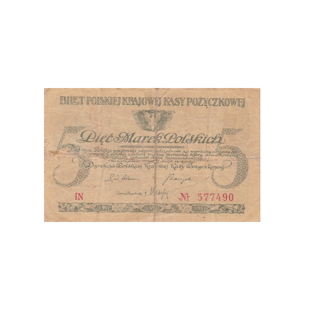 Pologne - Billet de 5 Mark - 1919