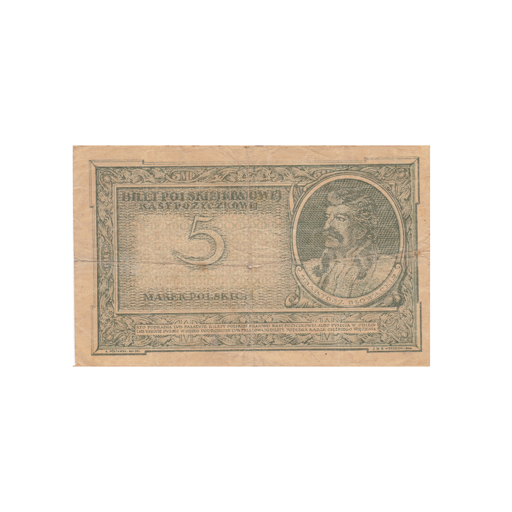 Pologne - Billet de 5 Mark - 1919