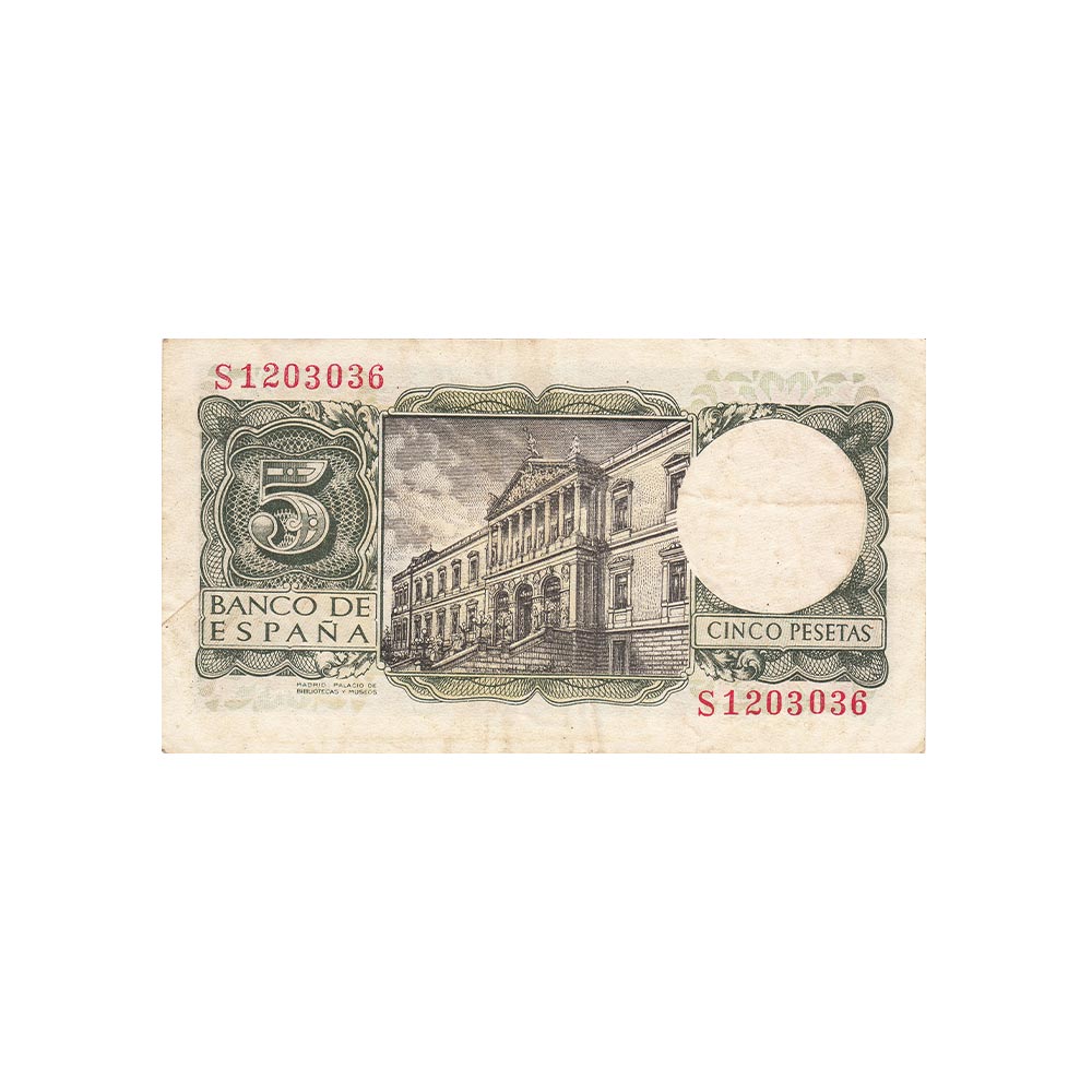 Espagne - Billet de 5 Pesetas - 1954