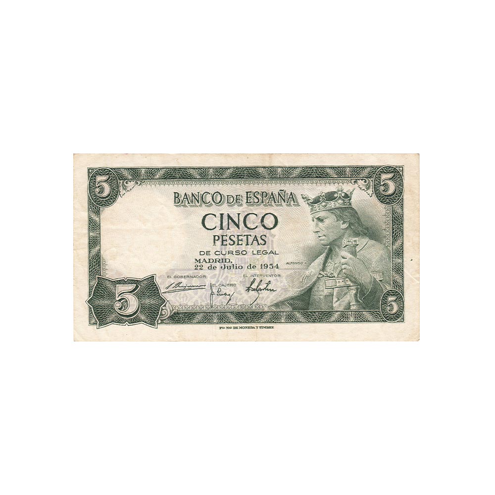 Espagne - Billet de 5 Pesetas - 1954