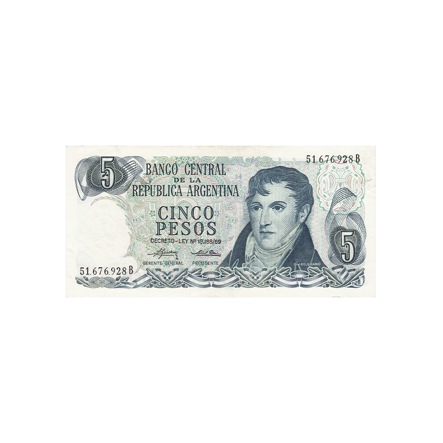 Argentine - Billet de 5 Pesos - 1974 - 1976