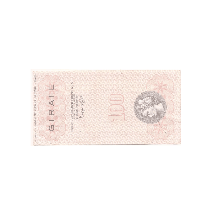 Italie - Billet de 100 Lires - Institut Central des Banques Populaires Italiennes - 1976