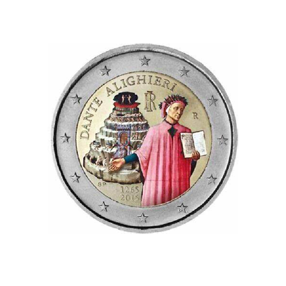 Italie 2015 - 2 Euro Commémorative - 750ème anniversaire de Dante Alighieri - Colorisée