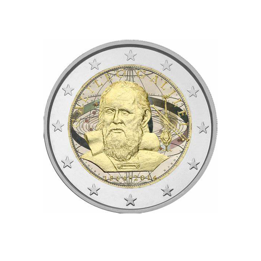 2 Euro Commemorative - Italia 2014 - 450 ° anniversario di Galileo Galilei - Colorato