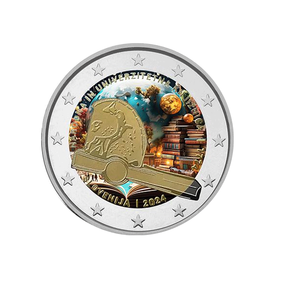 Slovénie 2024 - 2 Euro Commémorative - 250è Anniversaire de la Bibliothèque nationale et universitaire de Slovénie - Colorisée