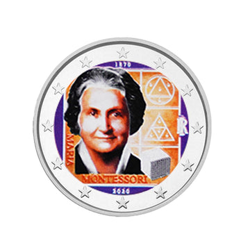 Italie 2020 - 2 Euro Commémorative - Maria Montessori #4 - Colorisée