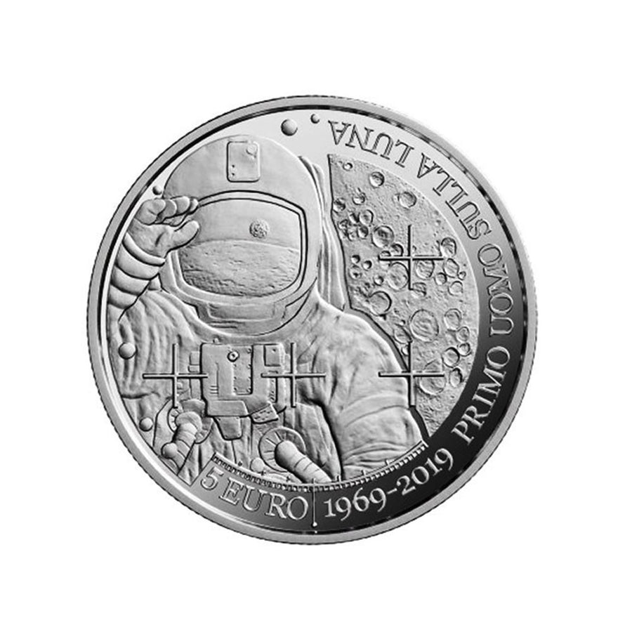 Saint-Marin 2019 - 5 Euro Commémorative - Premier Homme sur la Lune Argent - BE