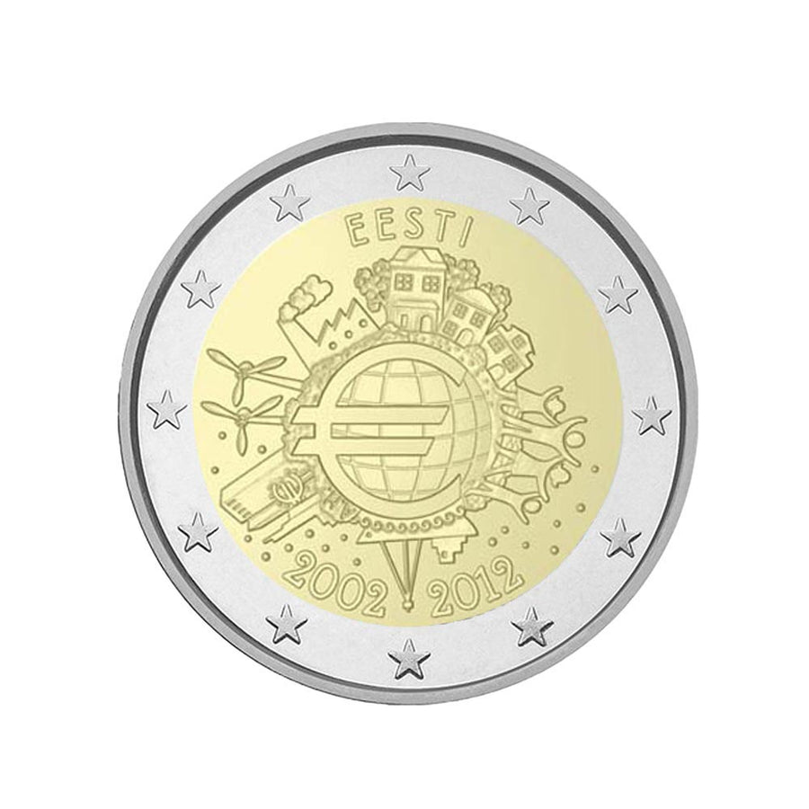 estonie 2012 2 euro 10 ans de l'euro