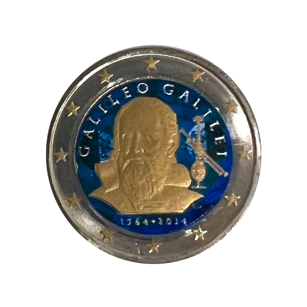 2 Euro Commemorative - Italia 2014 - 450 ° anniversario di Galileo Galilei - Colorato