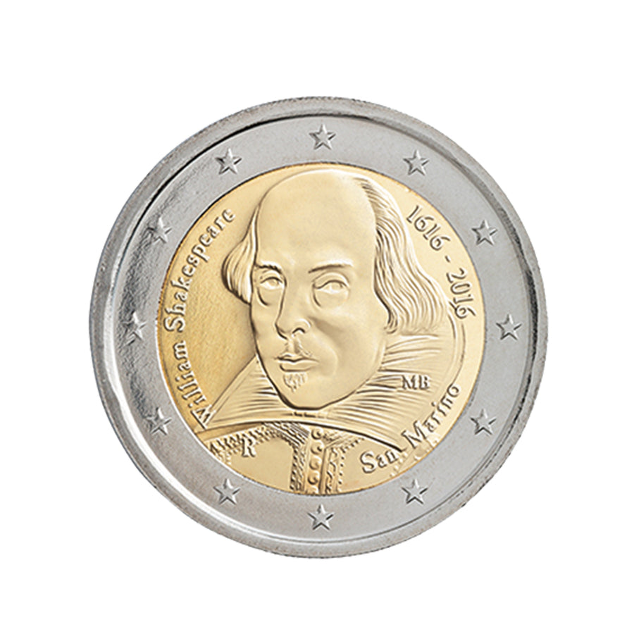 Saint -marin 2016 - 2 Euro -Gedenkkreis - Shakespeare - bu